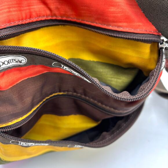 LeSportsac Multicolor Bag 3 Zip Crossbody Purse Rainbow Striped Boho Retro Y2K - Picture 8 of 9
